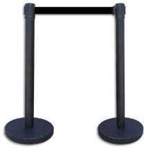 Kit de 2 poteaux à sangle de 2 mètres - noir - hauteur 91 cm