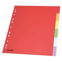 Intercalaires Raja - neutres - A4+ - en carte lustrée - 225g - couleur - 6 onglets - Lot de 2
