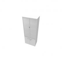Meuble haut E-link direction vitrine - H 202 cm blanc - 2 portes basses - portes hautes verre