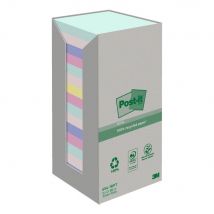 Tour De Notes Repositionnables Post-it Nature Recyclés 76 X 76 Mm Coloris Assorties - 16 Blocs De 100 Feuilles