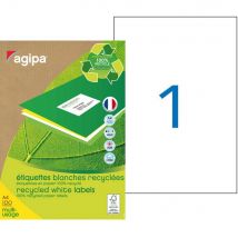 Etiquettes adresses recyclées blanches Apli - 210 x 297 mm - 100 feuilles A4 - 100 étiquettes par boîte