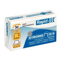 Agrafes Rapid No26/6 - galvanisées - pour agrafeuse avec technologie FlatClinch - boîte de 1000