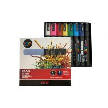 Pochette 8 marqueurs peinture à eau Posca PC-5M - pointe conique polyester moyenne 2,5 mm - coloris assortis