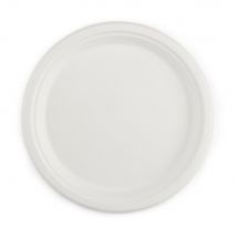 Assiette jetable ronde et plate en fibres végétales - Diamètre : 17 cm - Blanc - Lot de 50