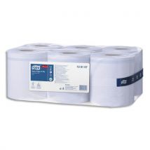 Bobine d'essui-mains maxi Tork Basic bleu - 128107 - 429 formats - dévidage central - lot de 6 - pour TORK M2