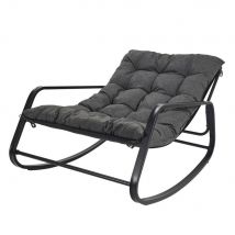 Fauteuil à bascule Tulum avec accoudoirs métal et coussin - Anthracite