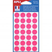Pastilles adhésives de couleur Agipa - Ø 15 mm - pochette de 168 - coloris rose
