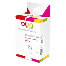 Cartouche d'encre remanufacturée OWA - compatible CANON PG512 CL513 K10303OW - Pack de 4 : Noir + couleurs