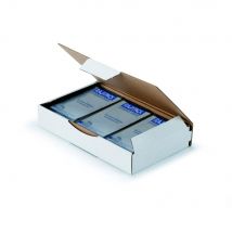 Boîte d'expédition blanche RAJA en carton simple cannelure - L.int. 18 x l.10 x H.5 cm - Lot de 50