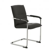 Fauteuil Visiteur Cesar - Croûte De Cuir - Noir - Lot De 2