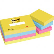 Notes repositionnables Post-it Energétic 38 x 51 mm - Coloris assortis - lot de 12 blocs de 100 feuilles