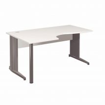 Bureau compact retour à gauche Impact 2 - L 160 x P 120 cm - plateau blanc - pieds L anthracite