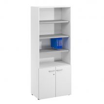 Bibliothèque haute NF Environnement portes basses H203 cm x L80 cm blanche - Top Blanc