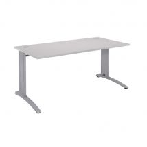 Bureau Droit Triomphe 2 - L 120 X P 80 Cm - Plateau Gris - Pieds L Aluminium - Embase Aluminium
