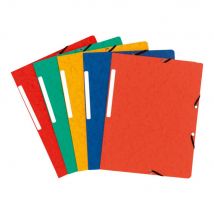 Chemise Exacompta simple à élastique - carte lustrée 5/10e - 390g - coloris assortis rouge/vert/jaune/bleu/orange - Lot de 10