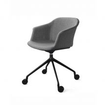 Fauteuil visiteur Ysé - Tissu Gris piètement à roulettes Noir