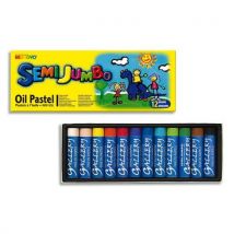 Pastels à l'huile jumbo 18 mm - couleurs assorties - boîte de 12 pastels