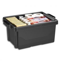 Bac de rangement superposable avec poignée - 32 litres - noir