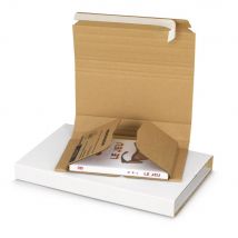 Étui emballage postal carton brun RAJA avec fermeture adhésive - 21 x 15 cm - Livre, jeux vidéo, photo - Lot de 25