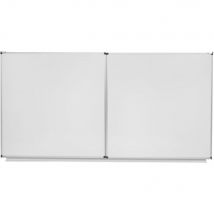 Tableau triptyque blanc émaillé NF Bi-Office - cadre alu - 90 cm x 120 cm - fermé