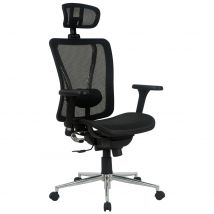 Fauteuil de bureau Joe avec appui-tête - maille filet noire