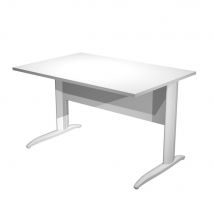Bureau droit Pulse Prestige - L120 x P80 cm - plateau blanc - pieds L en métal blancs