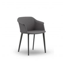 Fauteuil visiteur Ysé - Tissu Gris pieds PVC Noir
