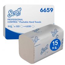 Essuie-mains Scott Control 6659 simple épaisseur 322 feuilles enchevêtrées 220 mm Blanc - lot de 15