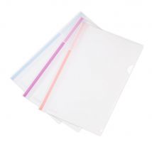 Pochettes coin Tarifold A4 polypropylène blanc brillant semi-opaque Bords couleur assortis - lot de 12