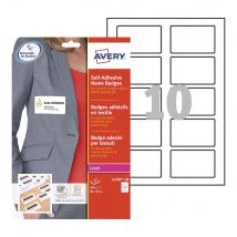 Boite de 200 badges adhésifs en tissu blanc Avery - format 5 x 8 cm - impression laser