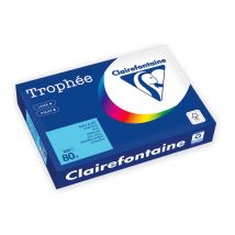 Papier A4 Clairefontaine - couleur Trophée Pastel Bleu - 80g - Ramette de 500 feuilles - Lot de 5