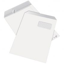 Pochettes Vélin Blanc 1er Prix - 229 X 324 Mm - 90 G - Fermeture Auto-adhésive - Fenêtre 50 X 100 Mm - Boîte De 250