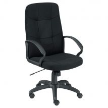 Fauteuil direction Léo Confort 2 - en tissu avec accoudoirs - noir