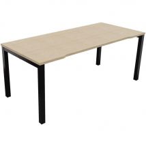Bureau Osmose L180 X P80 Cm Plateau Échancré Chêne - Pieds Métal Noir