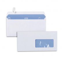 Enveloppe blanche RAJA Premium format DL 110 x 220 mm 90g avec fenêtre 45 x 100 mm- bande autoadhésive