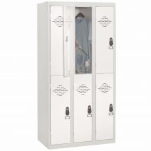 Vestiaire multi-casiers Zephyr - 2 casiers - 3 colonnes - corps gris - portes blanches