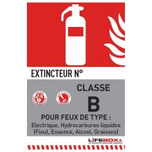 Panneau de signalisation Lifebox - classe feu B - présence d'extincteur CO2