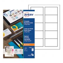 Cartes de visite blanches à bords lisses Avery - 85 x 54 mm - Impression laser - jet d'encre - copieur - paquet 250 unités