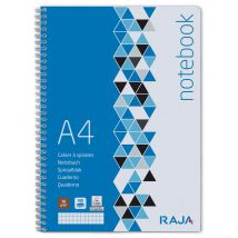 Cahier à spirales Raja Notebook - 100 pages - A4 - 70 g/m²- petits carreaux 5x5 mm - Lot de 5