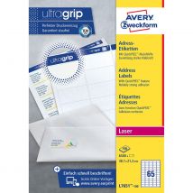 Mini étiquettes d'adresses Avery L7651 - impression laser - 38,1 x 21,2 mm - blanc - 6500 étiquettes