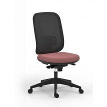 Siège Alaia dossier maille Noir et assise en tissu Framboise avec renfort lombaire