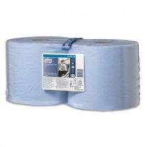 Lot de 2 bobines d'essuyage Tork Paper Plus bleu - 130052 - 750 formats - 24 x 34 cm - 2 plis - pour TORK W1 & W2