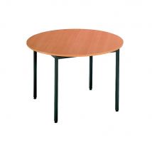 Table Déclic ronde - Oslash - 110 cm - plateau hêtre - pied gris foncé