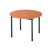 Table Déclic ronde - Oslash - 110 cm - plateau hêtre - pied gris foncé