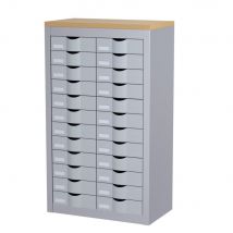 Comptoir Paperflow - 2 Colonnes Cycladis - 24 Tiroirs - Ht 106.5 Cm - Aluminium