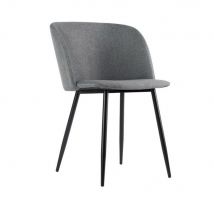 Fauteuil Symbiose en tissu 100% polyester - pieds acier noirs - tissu gris - Lot de 2