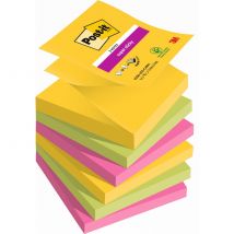 Z-Notes repositionnables Post-it Carnival 76 x 76 mm coloris assorties - 6 blocs de 90 feuilles