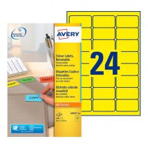 Etiquettes de couleur enlevable Avery L6035 - jaune - 63,5x33,9mm - boîte de 480