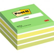 Cube Post-it Notes - repositionnables - 76 x 76 mm - cube de 450 feuilles - Coloris aquarelle vert