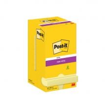 Notes repositionnables Post-it Super Sticky - carré - Jaune jonquille - 76 x 76 mm - lot de 12 blocs de 90 feuilles
